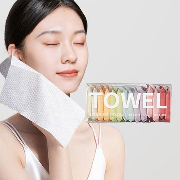 일회용 여행용 운동 헬스장 압축 수건 타올 14장