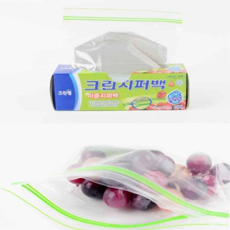 크린랩 크린 이중지퍼백 20매 일회용지퍼팩 알뜰지퍼백 비닐지퍼팩