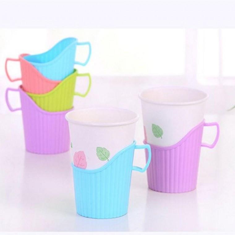 컬러 종이컵 홀더 받침 5개입 일회용컵 정리함