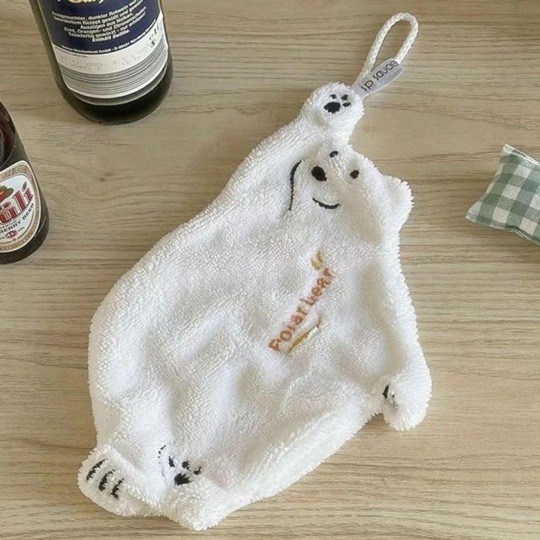 디자인 고리형 북극곰 핸드타올 3P 주방 손수건 행주