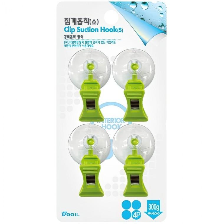 주방 집게 수세미 행주 걸이 흡착판 집게행거 소형 4P 벽부착 침실 수건