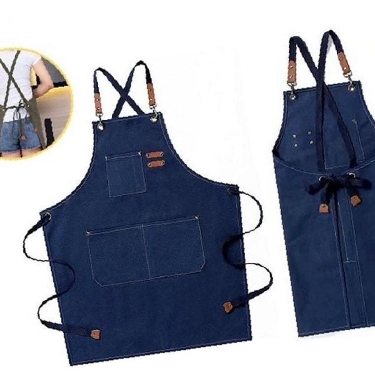 다용도 앞치마-네이비 주방 작업 공방 약68x75cm