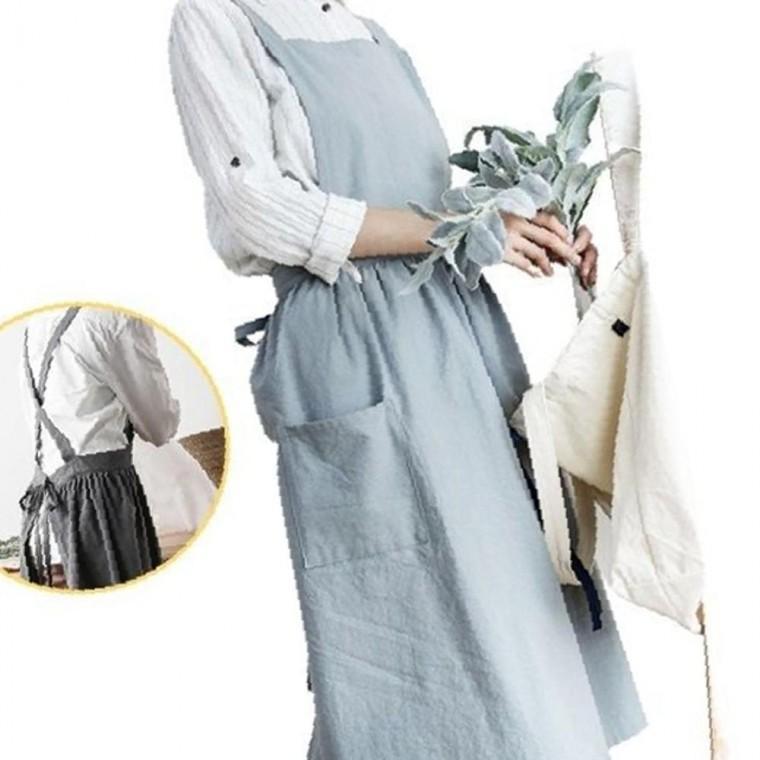 (원피스형) 공방 다용도 작업 주방 앞치마-블루