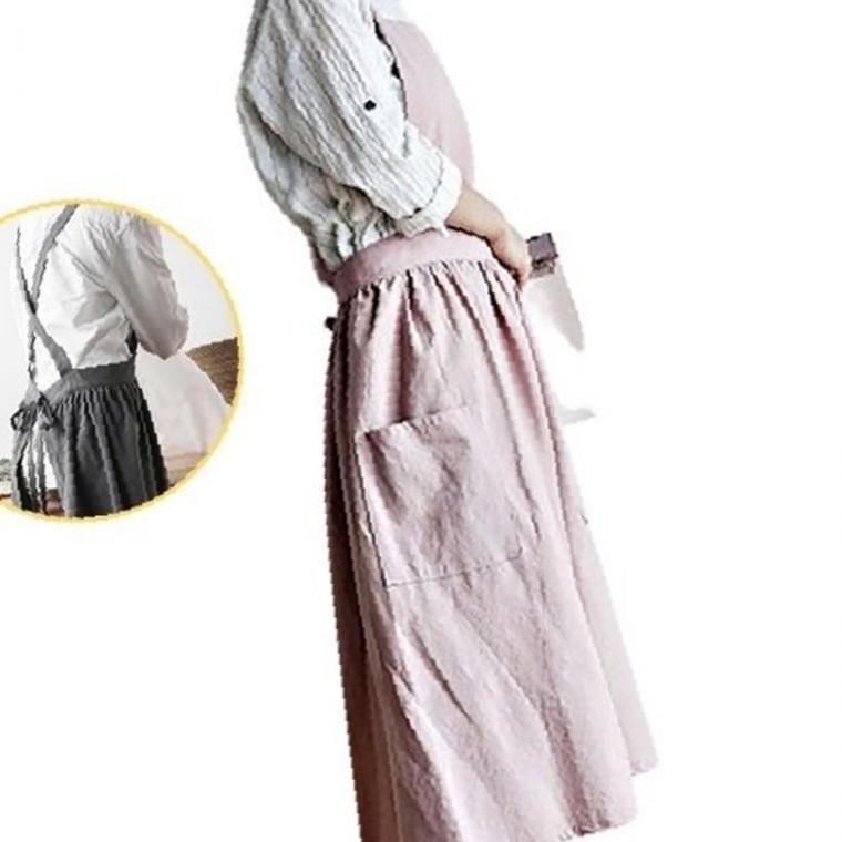 (원피스형) 작업 앞치마-핑크 공방 주방 다용도