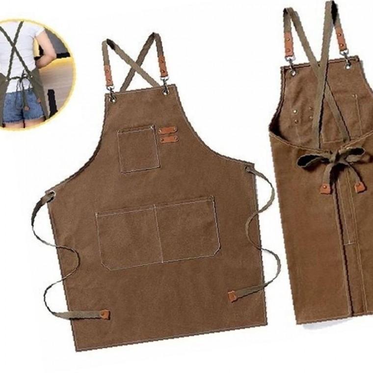 작업 공방 다용도 앞치마-브라운 주방 약68x75cm