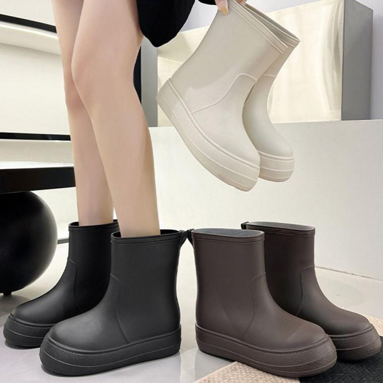 심플 미들 여성 레인부츠 장마철 여름 장화 패션