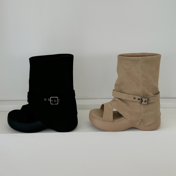 버클 스트랩 플랫폼 캐주얼 데일리 통굽 앵클부츠 여름부츠 샌들부츠 6SS
