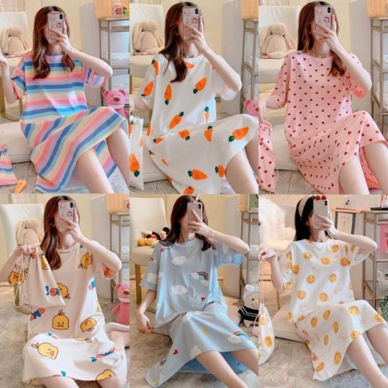 EA 여름 면 롱드레스 임산부 홈웨어 편안한 스타일