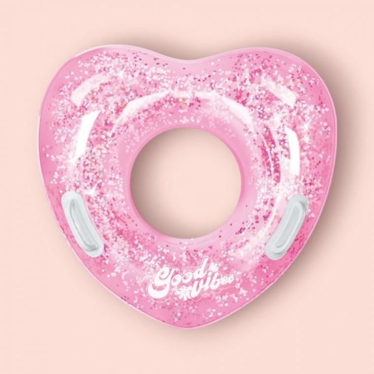 여름 물놀이 필수템 어린이 블링블링 하트 손잡이 튜브 수영 비치 물놀이용품