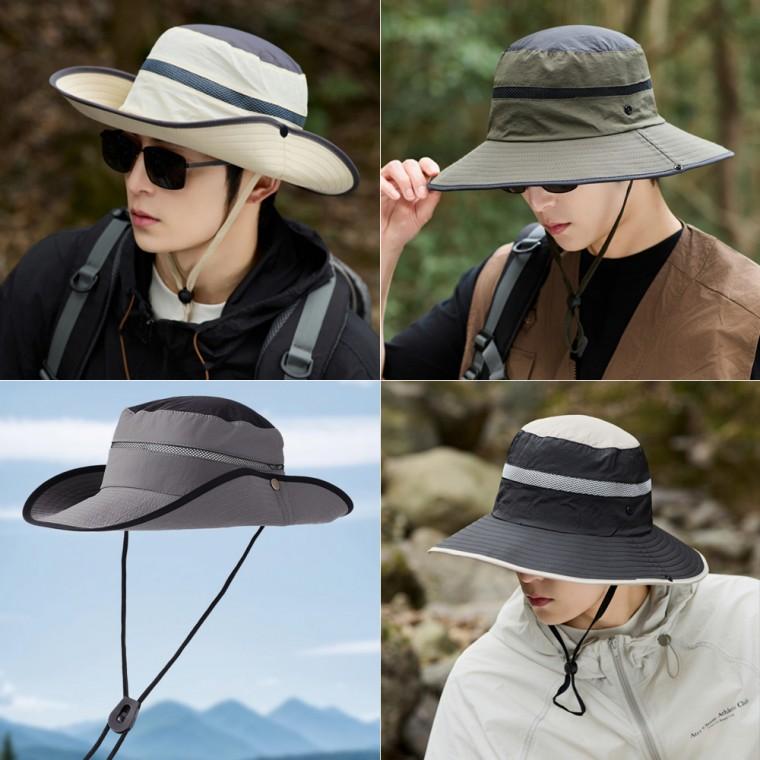 [개미물류] 배색벙거지모자 여름 낚시 사파리 농사 버킷햇 와이드챙 햇빛가리개 등산 물놀이 뒷목커버 밭일