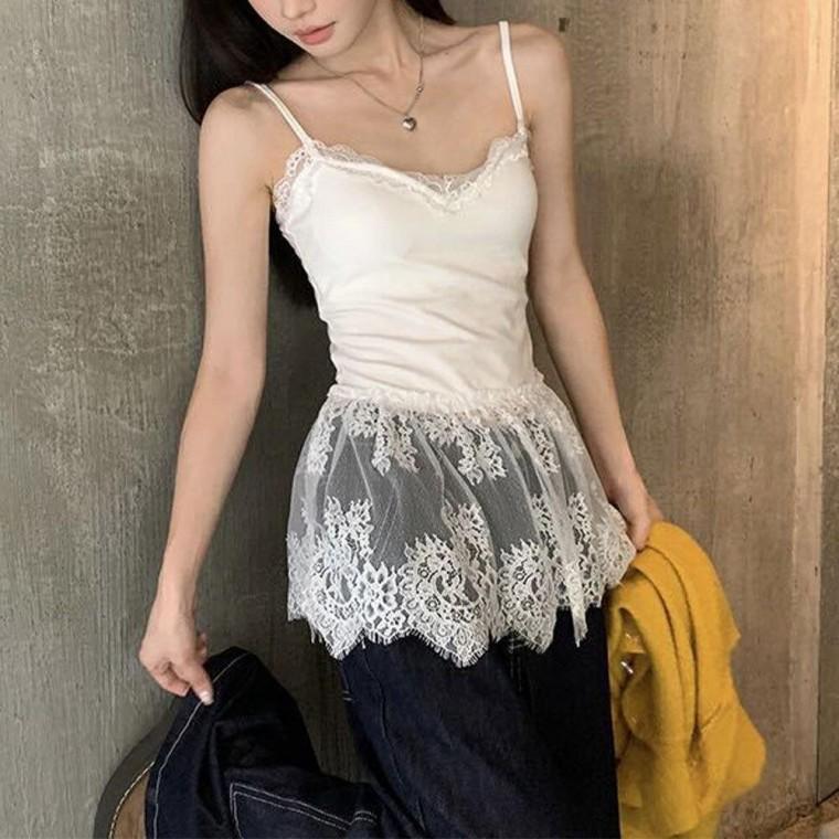 HL] 나시티 레이어드 프릴 레이스 캡내장 민소매 나시