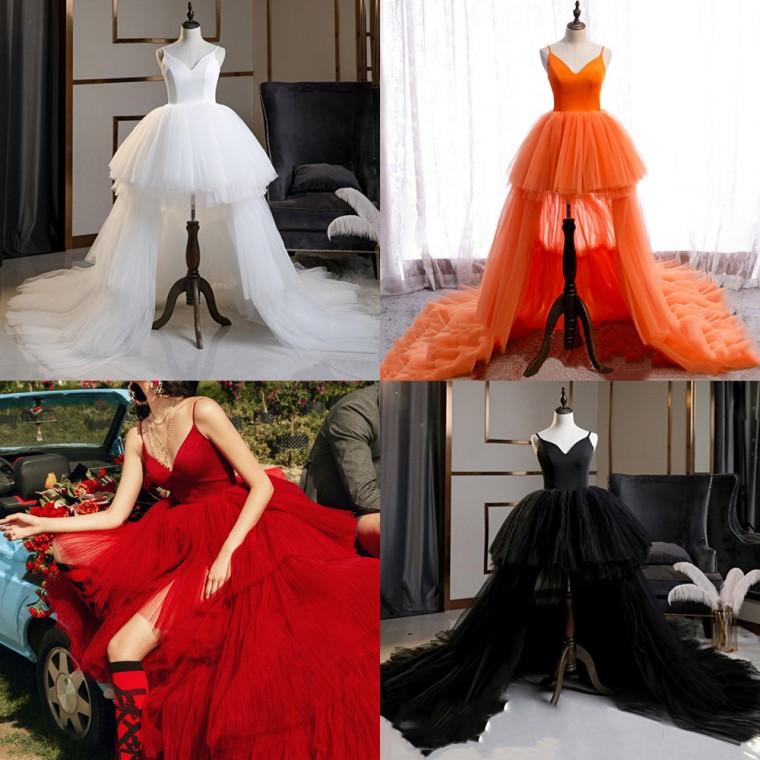 교복몰 로맨틱 언발 이브닝 끈나시 볼륨 드레스(4col