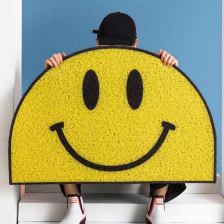 노랑 스마일 PVC 현관 매트 발매트 러그