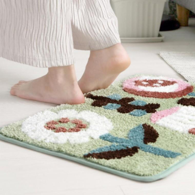 알록달록 플라워 사각 발매트 욕실 주방 매트