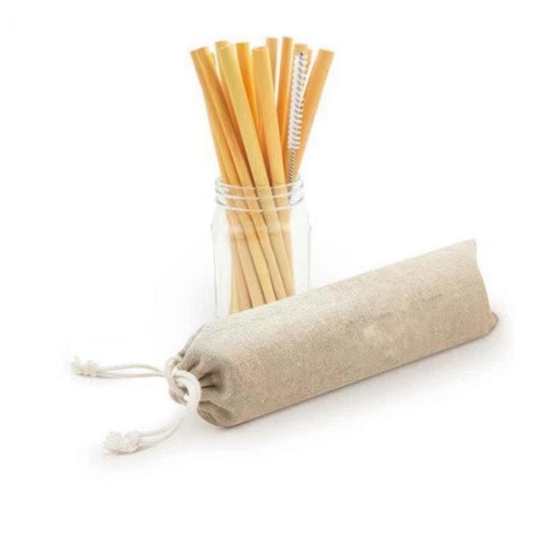 환경보호 재사용 대나무 빨대10개 빨대솔 휴대용 세트 텀블러용 스트로우