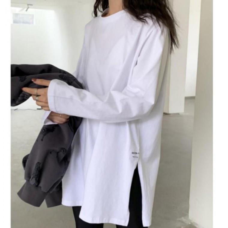 [SHG] 티셔츠 긴팔 흰티 사계절 봄 캐주얼룩 루즈핏 여성 라운드넥