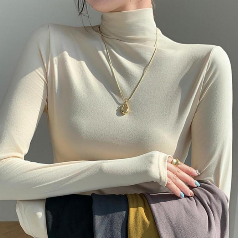 [HAY12] 폴라티 목폴라티 반폴라티 반목티 이너 티셔츠 여성 얇은 여자 긴팔 기본