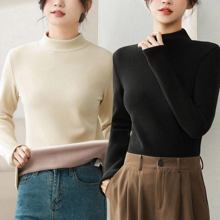 여성 플리스 기모 안감 하프넥 모크넥 긴팔 티셔츠 폴라 폴리스 여성목티 폴라티 여자