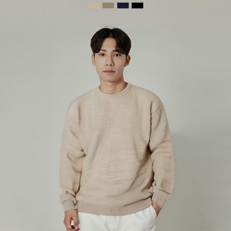 와플 맨투맨 티셔츠 루즈핏