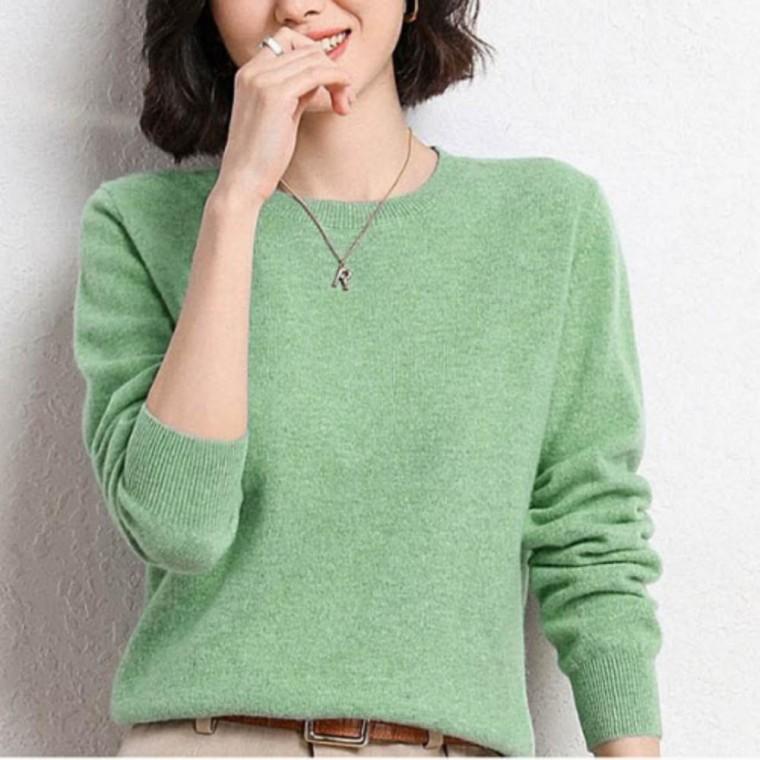 니트 긴팔 베이직 티셔츠 여성 라운드넥