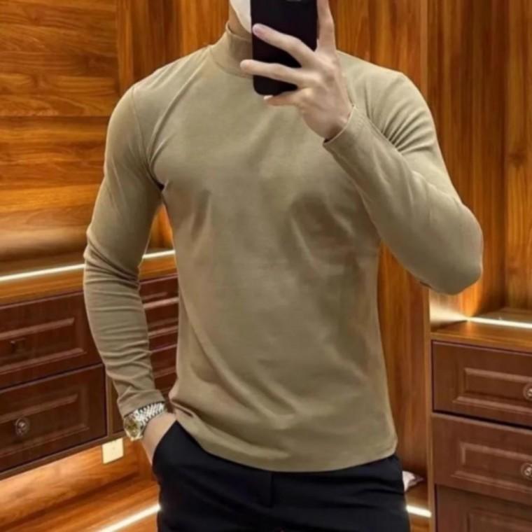 남성 겨울 간절기 이너 모크넥 반목 기모 반폴라 티셔츠