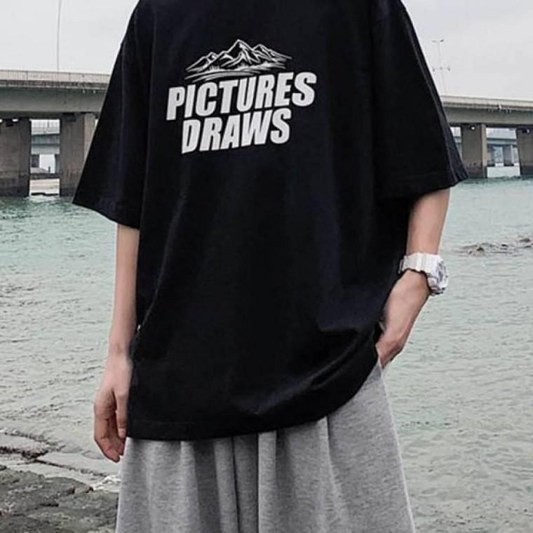 깔끔한 데일리 영문 디자인 프린팅 티셔츠 코디