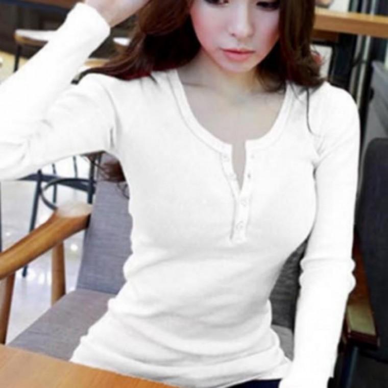 기본 무지 티셔츠 여자 간절기 스타일 긴팔 골지