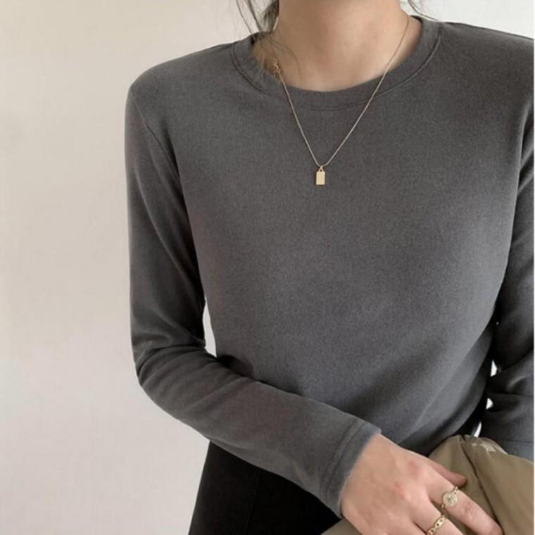 여성 부드러운 원단 소프트 터치 간편 외출 라운드넥 티셔츠