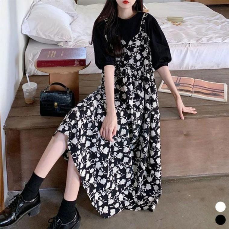 플라워 원피스 티셔츠 일체형 LM-0449