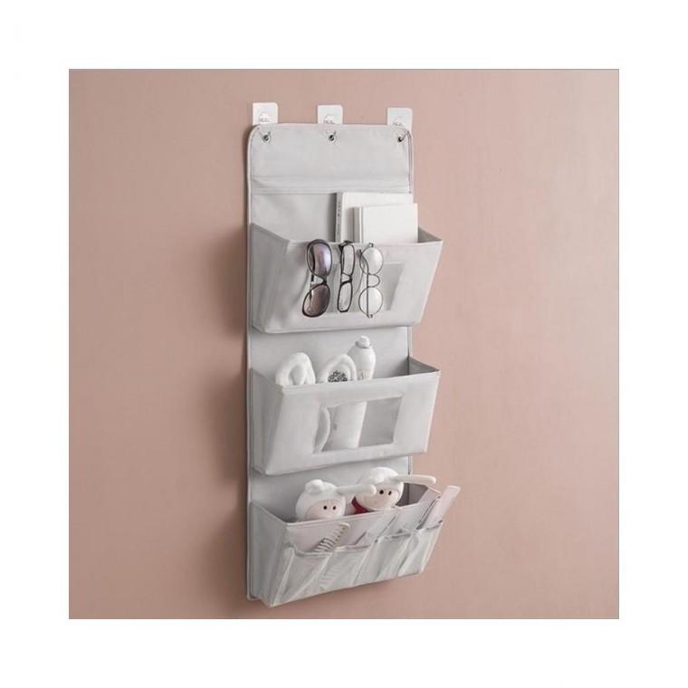 루미나D 벽걸이 3단 포켓 도어 행거 멀티 수납 파우치 가정용 주방용