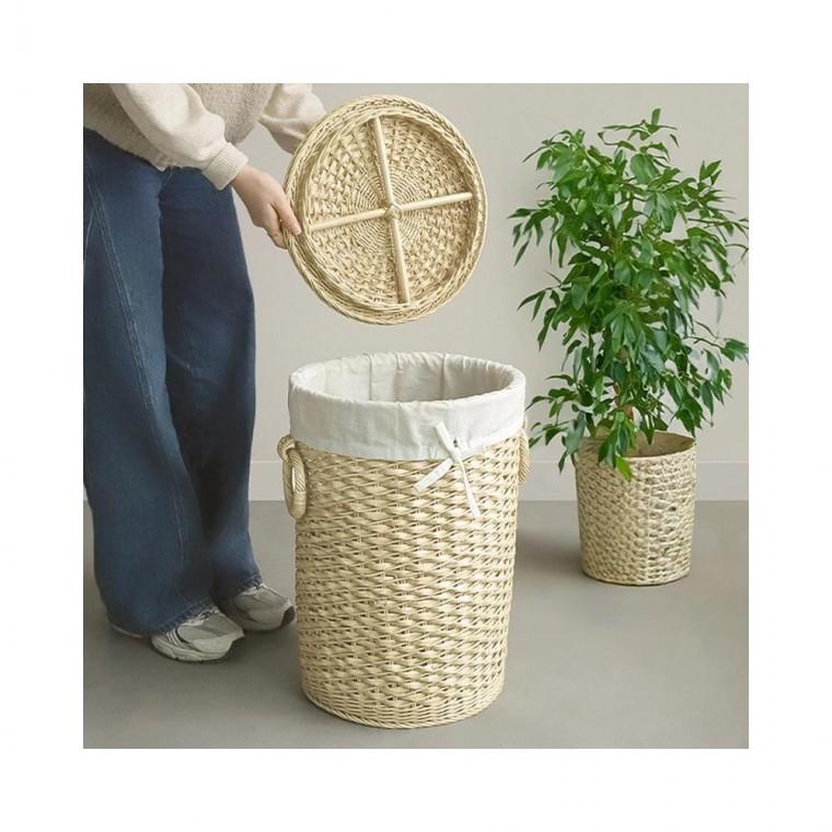 루미나D 라탄 빨래바구니 뚜껑형 세탁실 의류수납함 빨래통 가정용