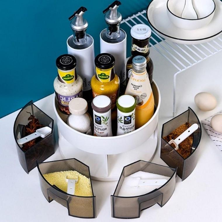 주방 정리수납 트레이 회전형 선반