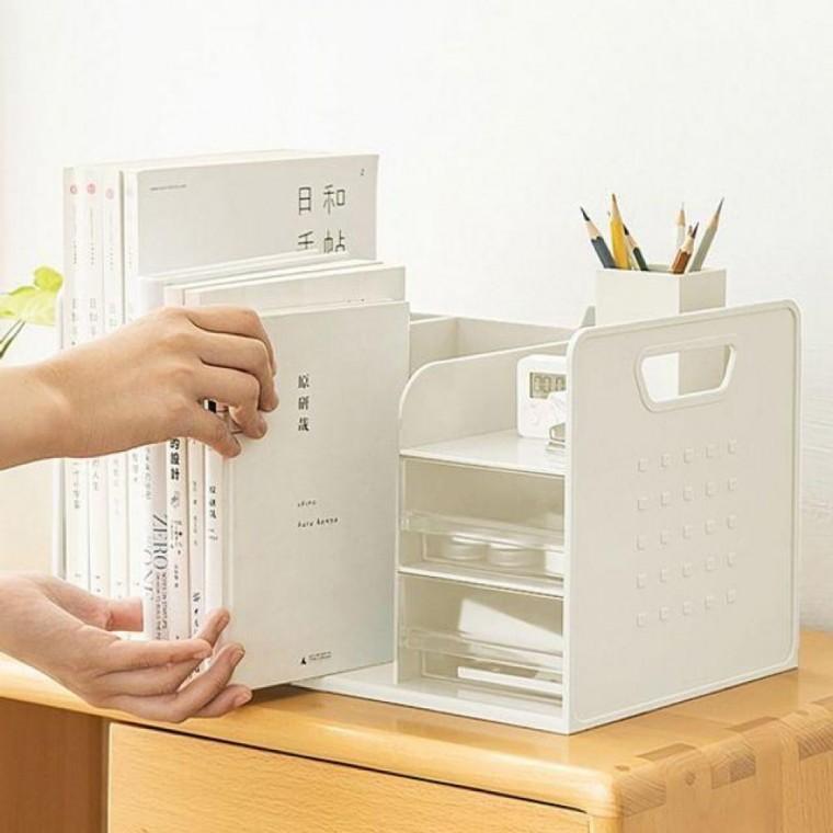 공간 활용 오피스 데스크 서류 정리 수납 2칸 서랍 책꽂이 리빙 책상 이동식 보관 홈