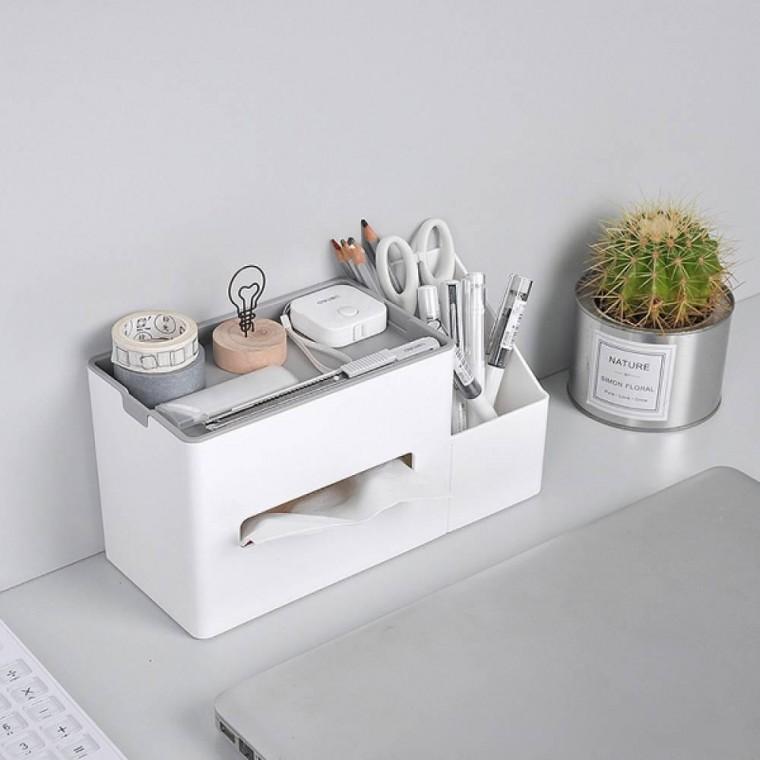 테이블 수납 티슈 케이스 펜 홀더 다용도 서랍함 책상 정리 데스크 정돈
