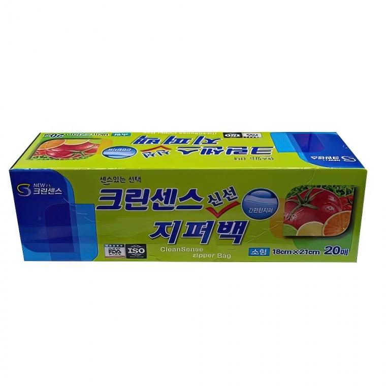 크린센스 신선 지퍼백 냉장고 보관 비닐 18x21 소형20매 지퍼락 수납