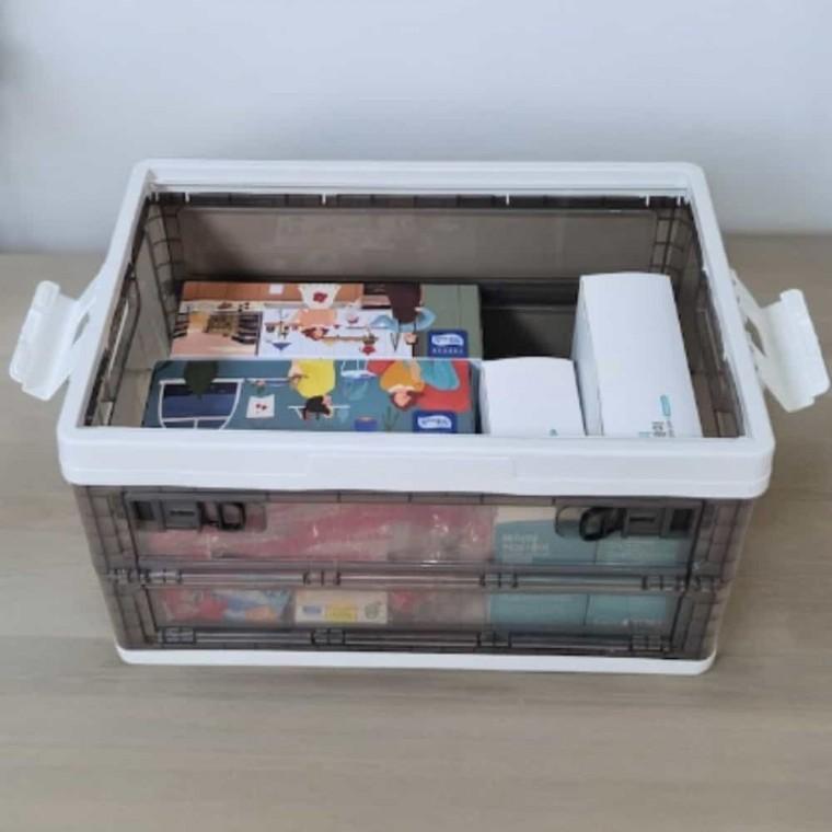 접이식 투명폴딩박스 55L 옷수납정리함 오픈형폴딩박스 베란다정리함