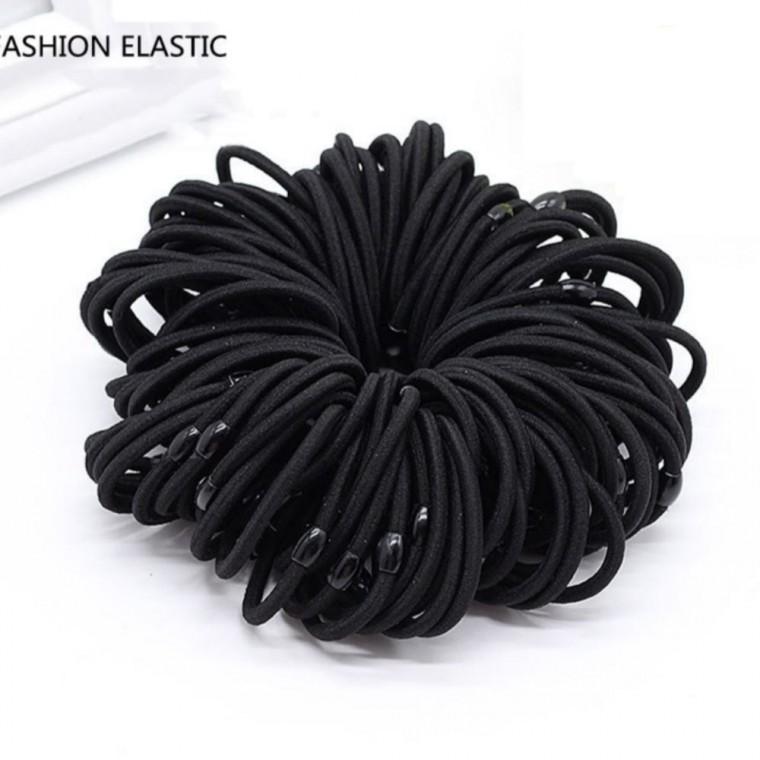 대용량 머리끈 100개 헤어 고무줄 블랙