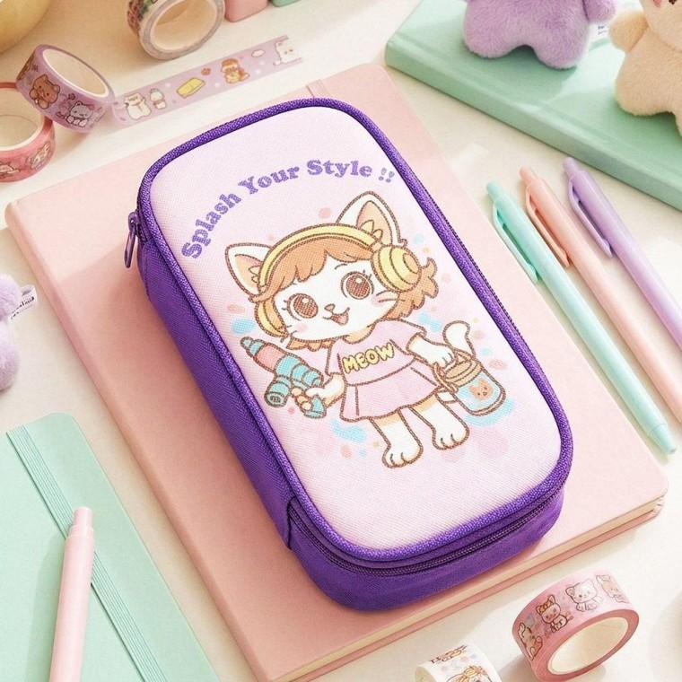 캐릭터 펜케이스 티키팡 뮤뮤 펜슬 파우치 보라 펜슬 케이스 대용량 필통