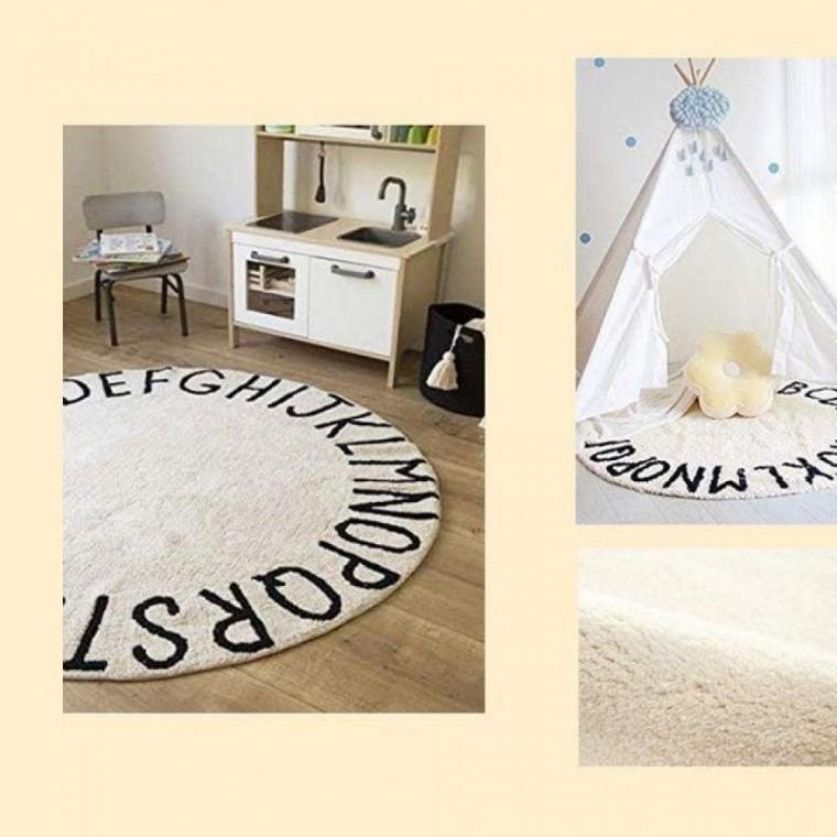 레터링 거실 카페트 원형 카펫 러그 발매트 140cm 바닥 방카 먼지없는 세탁 사계절