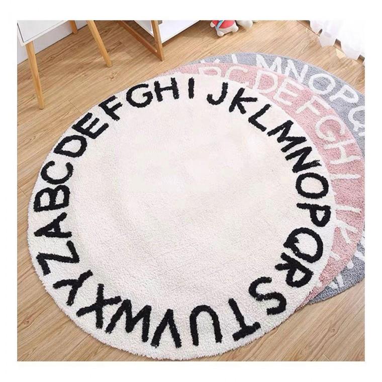 거실 레터링 발매트 러그 카펫 카페트 원형 100cm 바닥 방카 먼지없는 세탁 사계절
