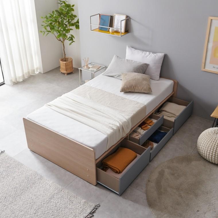 D4752 무헤드 4단 서랍 침대 SS(매트리스 미포함)