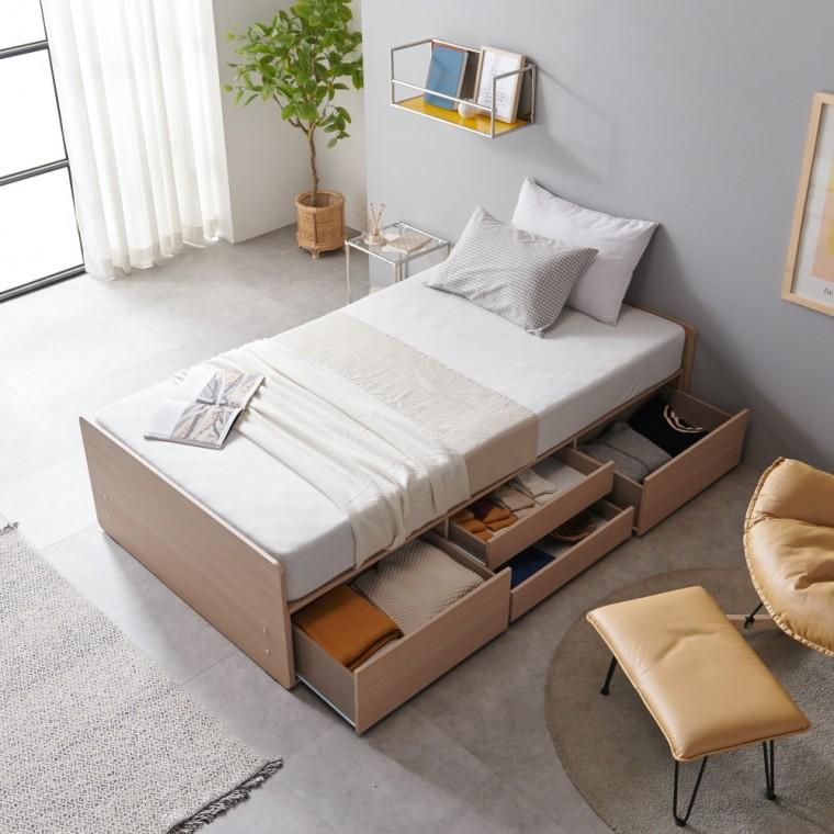 D4751 무헤드 4단 서랍 침대 S(매트리스 미포함)