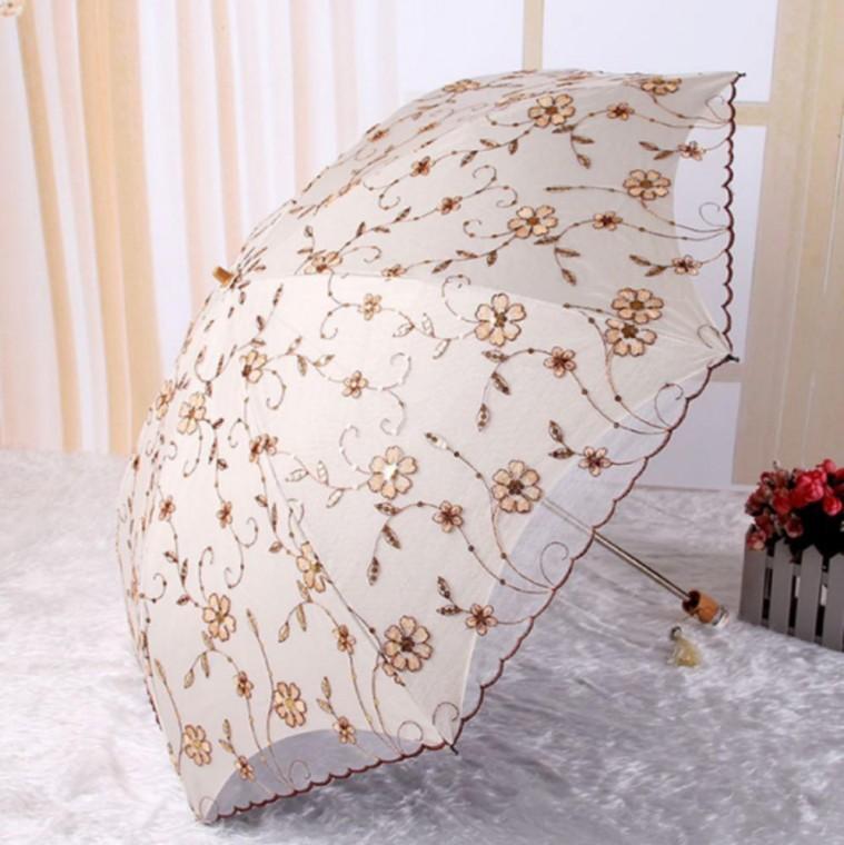 휴대용 암막 경량 자외선차단 레이스 여름 자수 양산