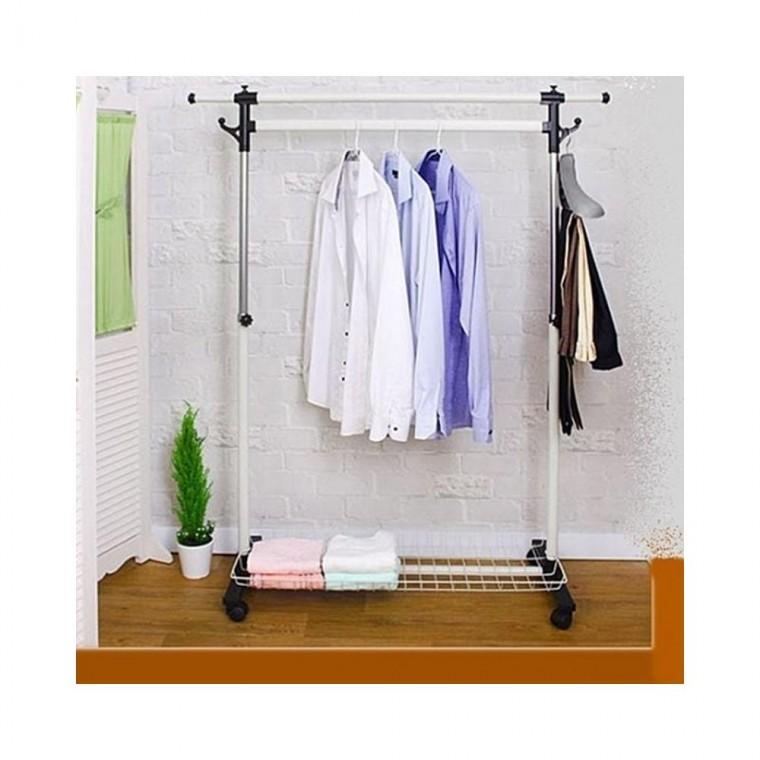 루미나D 이동식 행거 바구니형 스탠드 옷걸이 선반 행거 가정용 주방용