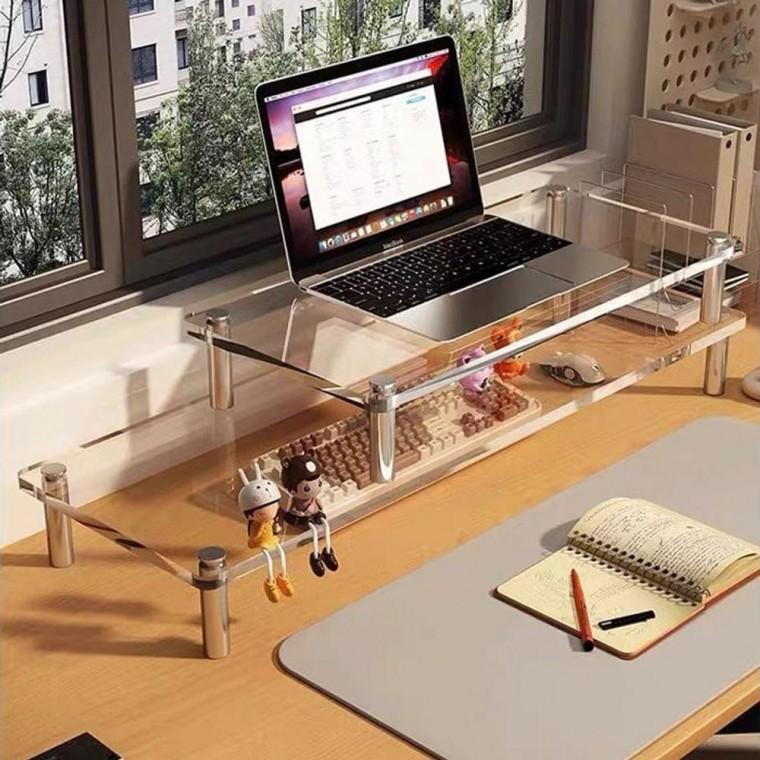 아크릴 모니터 받침대 투명 거치대 선반 노트북 40cm 컴퓨터 모니터받거 PC 정리대