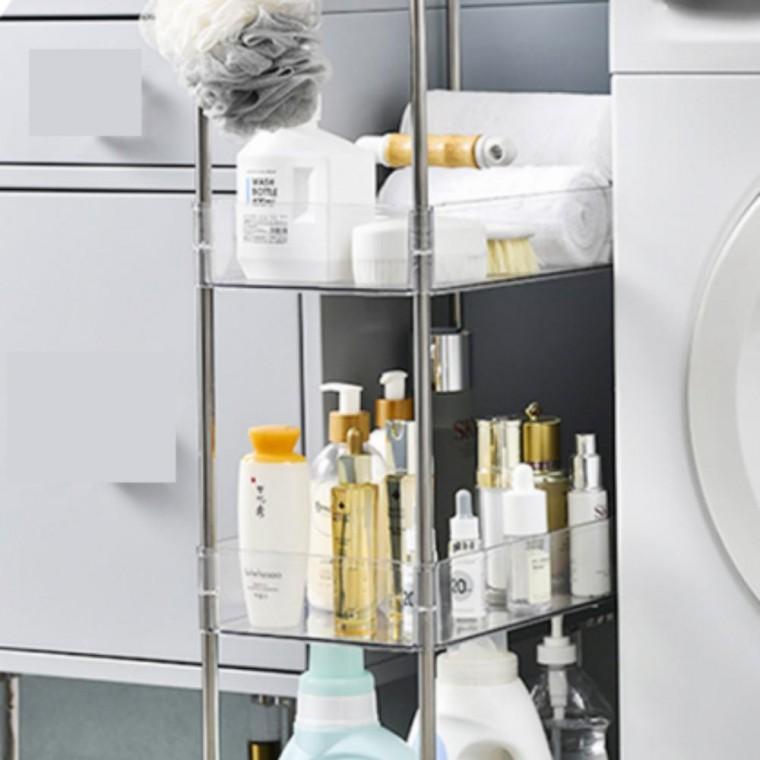 투명 선반 카트 이동식 욕실 3단 트롤리 수납