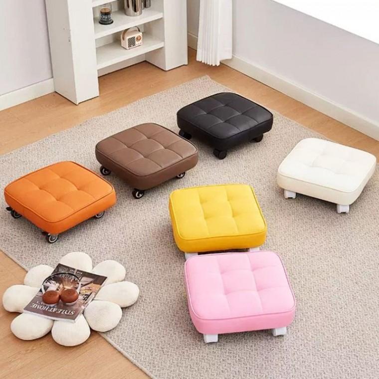 페블 사각 쿠션 앉은뱅이 바퀴 달린 의자 스툴 낮은 휠 미니 보조 이동식