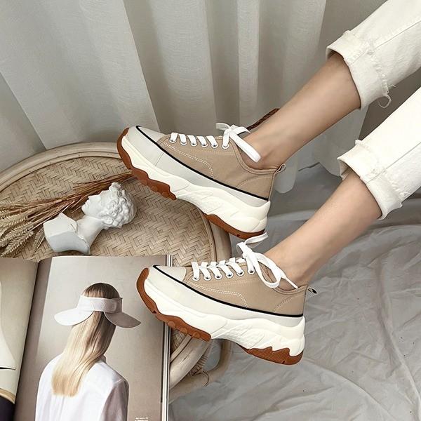 국내제작 어글리 아웃솔 레이스업 쿠션 데일리 캐주얼 통굽 스니커즈 6SS