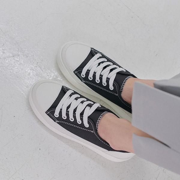 국내제작 스티치 라인 로우컷 레이스업 데일리 베이직 캔버스화 경량 쿠션솔 6SS