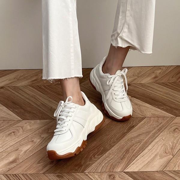 국내제작 소가죽 청키 쿠션 중창 데일리 러닝스타일 캐주얼 스니커즈 6SS